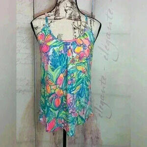 Lilly Pulitzer oversized XXS Tank Back Keyhole Colorful Tropical